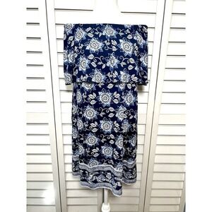 J. Jill Floral Off The Shoulder Knit Stretch A-Line Dress Women's Size Small NWT